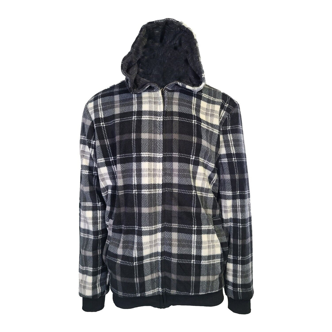 Powerfix Profi Men's Anthracite Hoodie 2 in 1 Reversible Black Gray Plaid (S01)