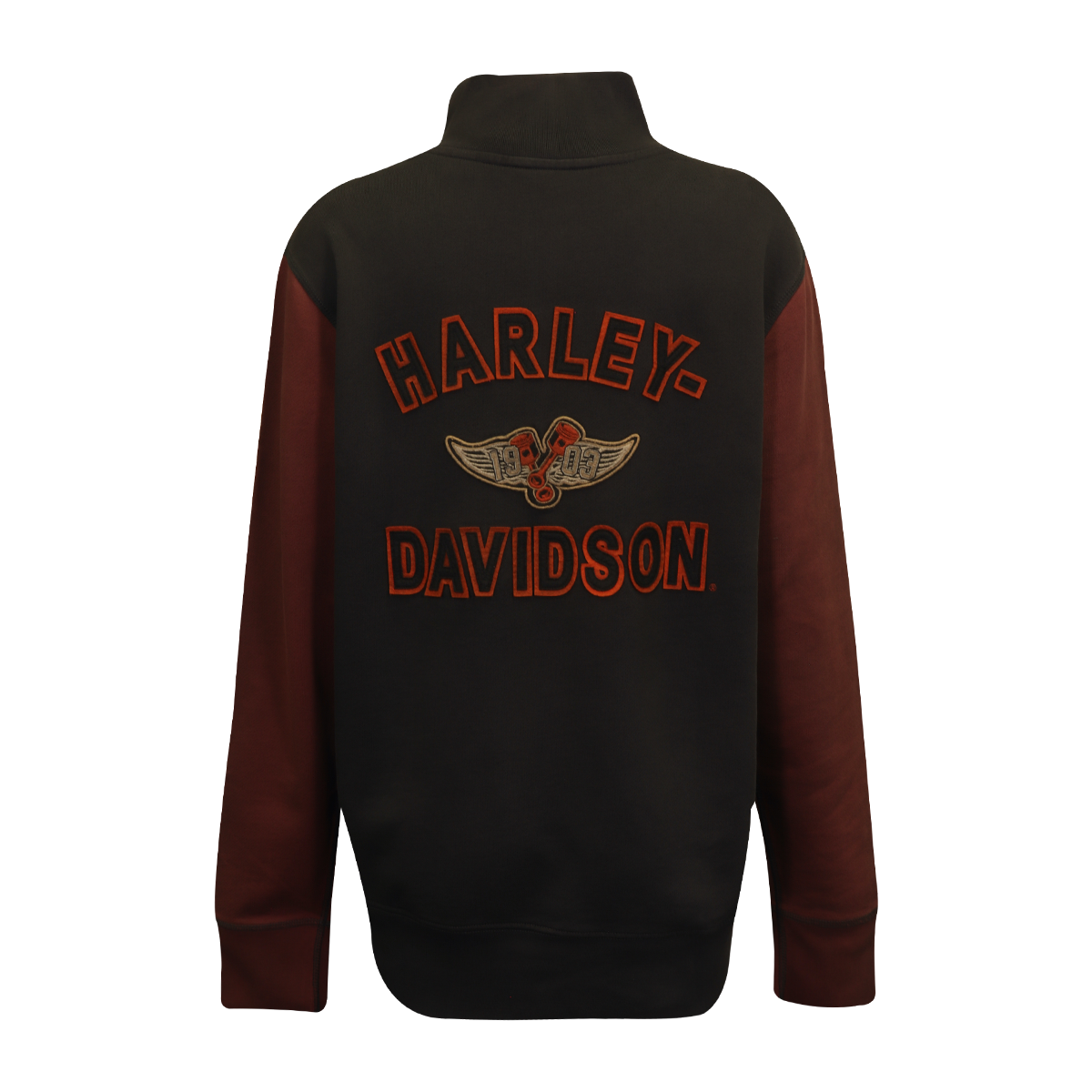 Harley-Davidson Men's Sweatshirt Black Maroon Raglan Wings 1/4 Zip L/S (S10)