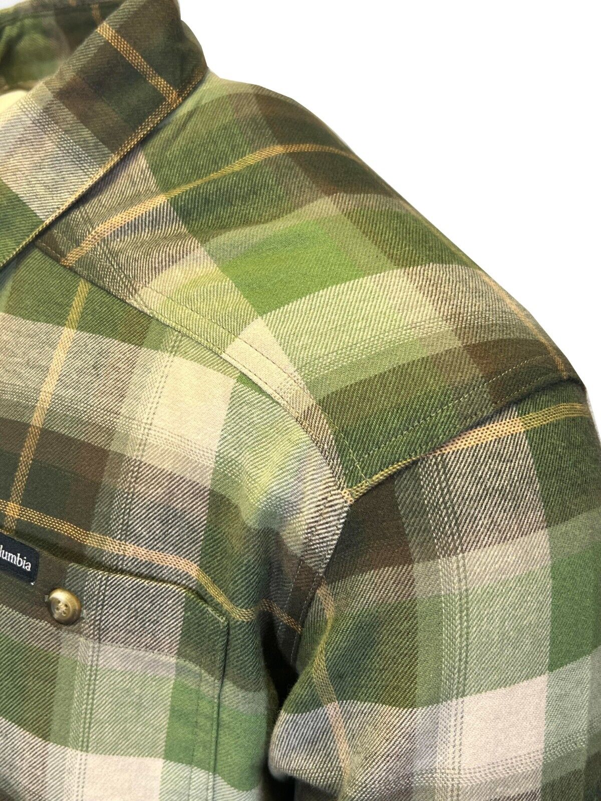 Columbia Men's Stone Green Shirt Multi Tartan Cornell Woods Flannel L/S (398)