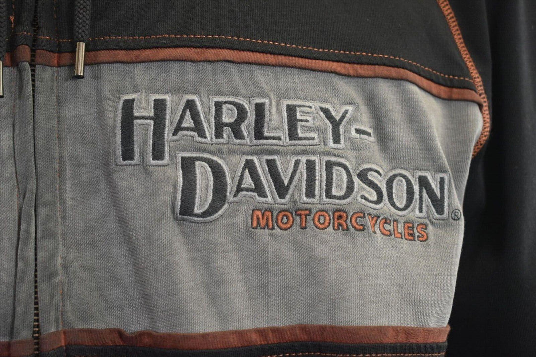 HD Branded Men's Hoodie Black Iron Block Distressed Full Zip (S08)