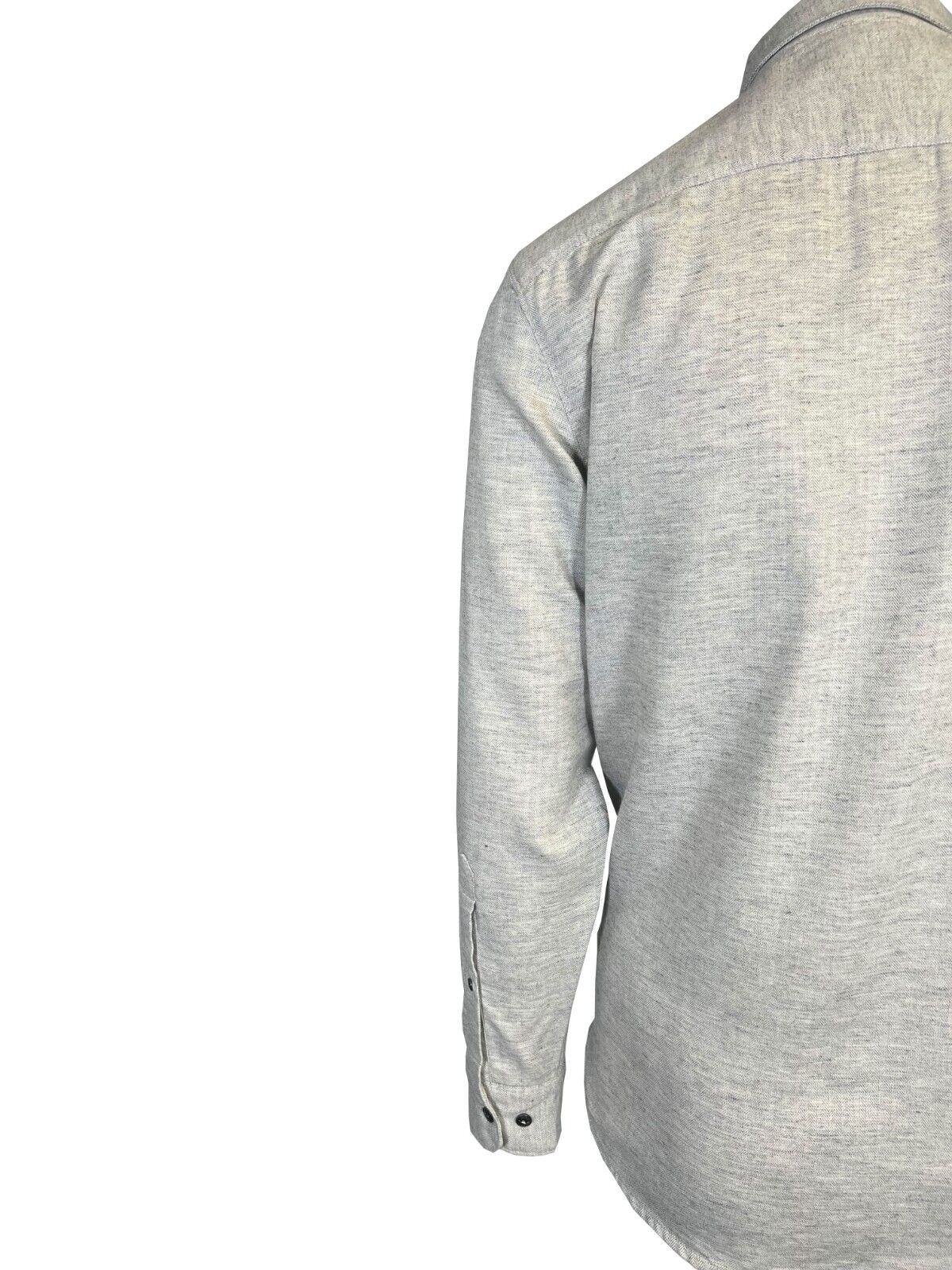 Ascend Men's Light Grey Shirt Herringbone Slub Long Sleeve (S05)