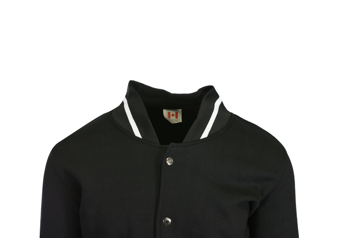 Cotton Best Men's Black Jacket Fleece White Line Varsity