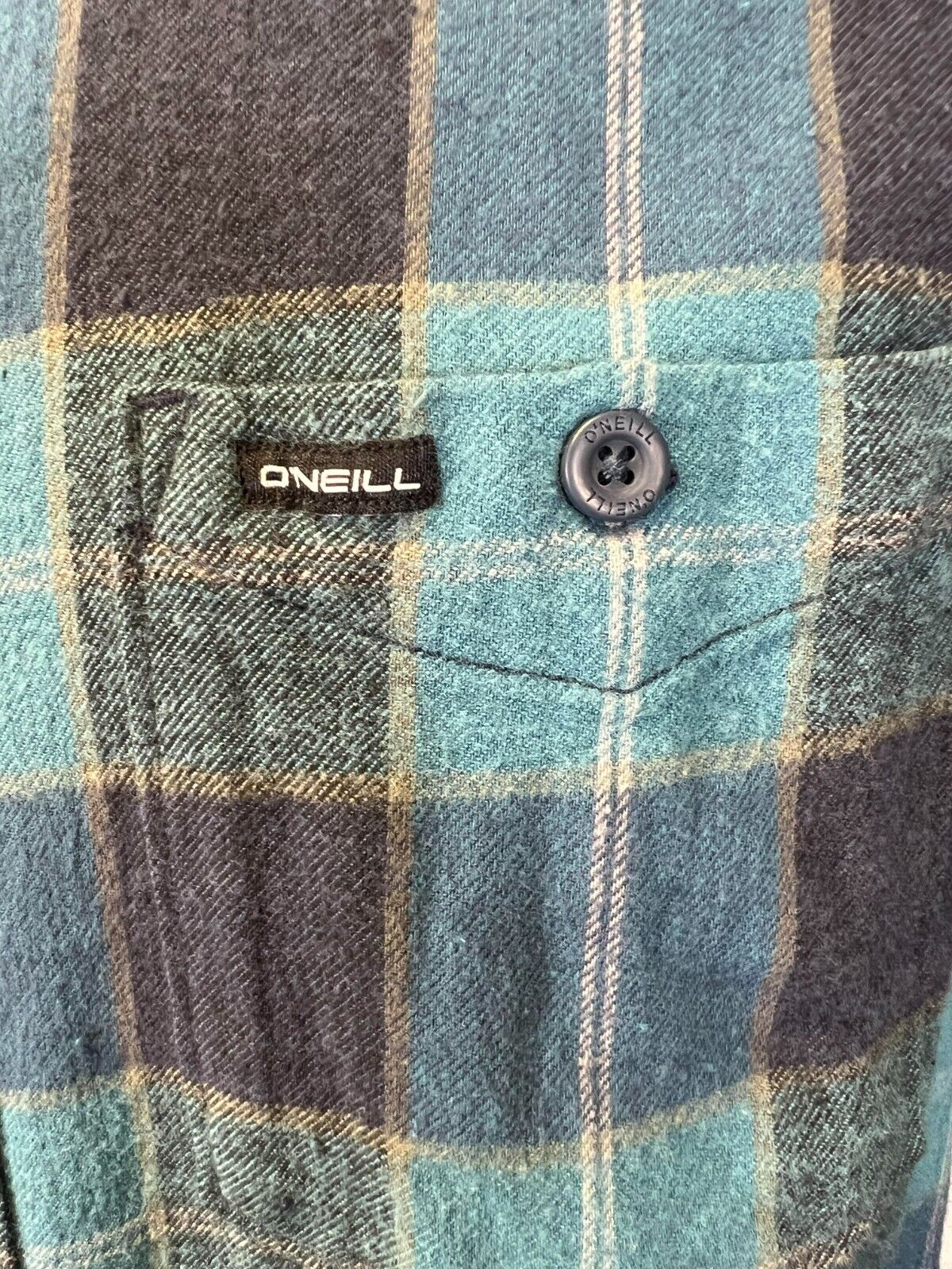 O'Neill Men's Navy Blue Shirt Redmond Plaid Stretch Flannel Long Sleeve (S24)