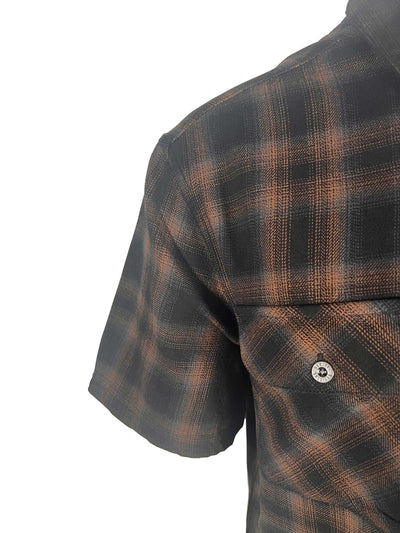 Harley-Davidson Men's Black & Amber Brown Shirt Bar & Shield Plaid S/S (S71)