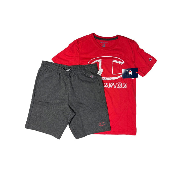 Champion Boy’s Red Grey T-Shirt &amp; Short Set (S03)
