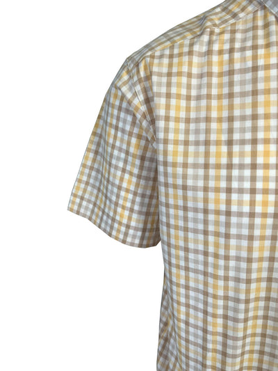 Columbia Men's Raw Yellow Brown Multi Plaid Rapid Rivers II S/S Shirt (715)