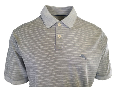 Tommy Bahama Men's Harbor Mist Grey Striped Performance Polo T-Shirt S/S (S06)