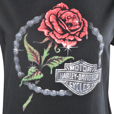Harley-Davidson Women's T-Shirt Forever Moto Club Rose Thorn Short Sleeve (S05)