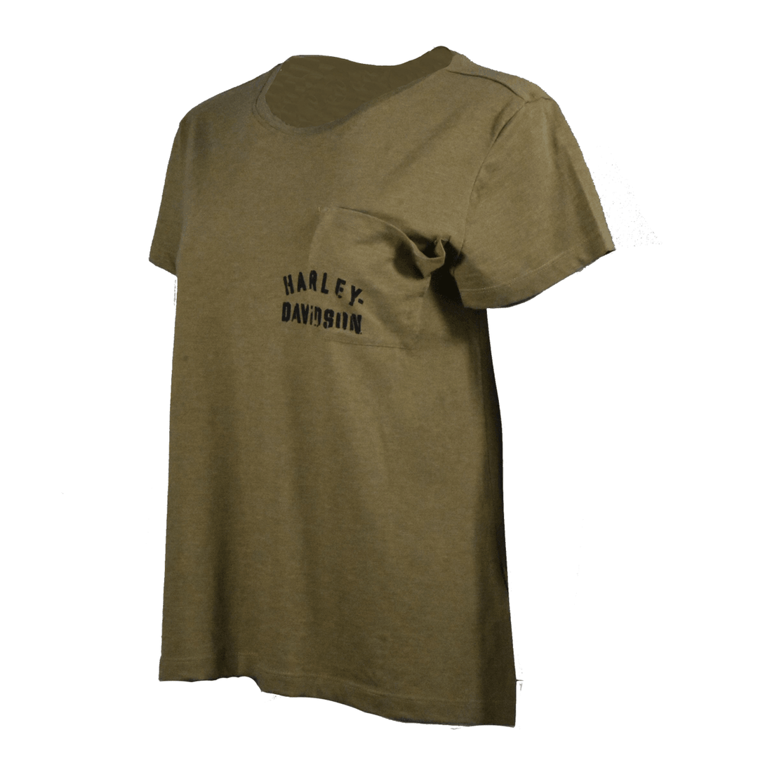 HD Branded Women's T-Shirt Olive Tour of Duty Pocket Relaxed Fit Tee (S21)