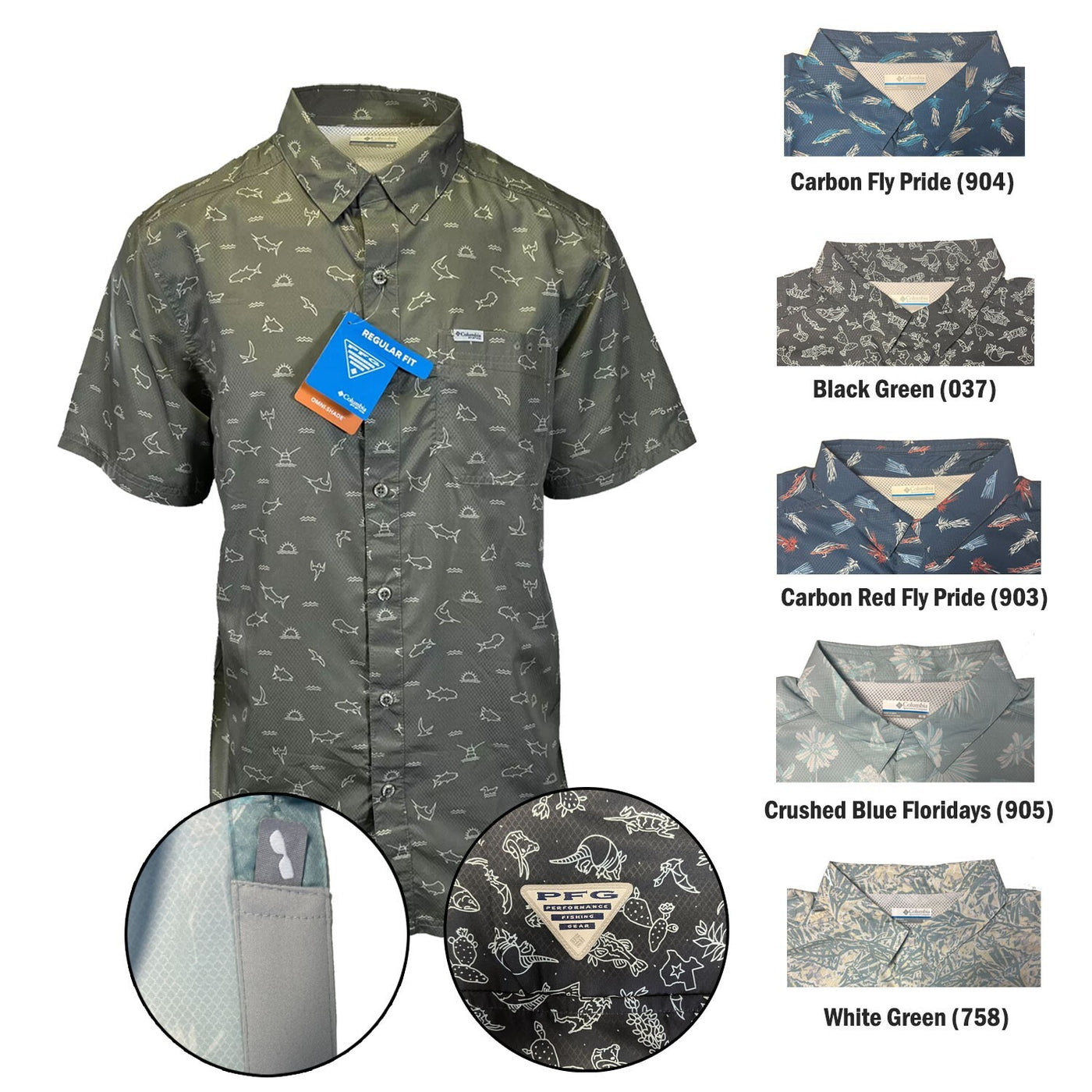 Columbia Men's Shirt Omni-Wick Super Slack Tide Camp All Over Printed S/S
