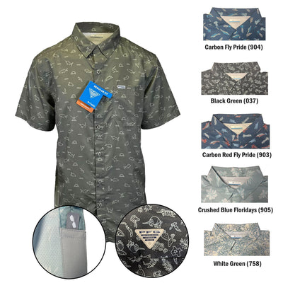 Columbia Men's Shirt Omni-Wick Super Slack Tide Camp All Over Printed S/S