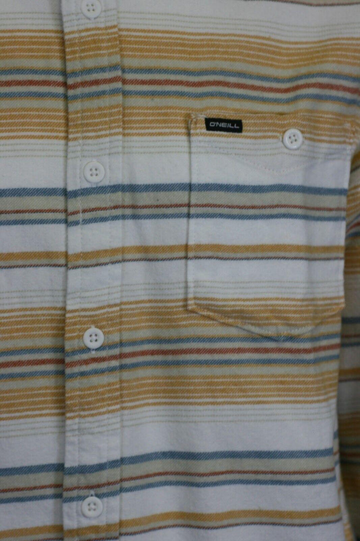 O'Neill Men's Cream Flannel Shirt Redmond Hooded Horizontal Striped (S19)