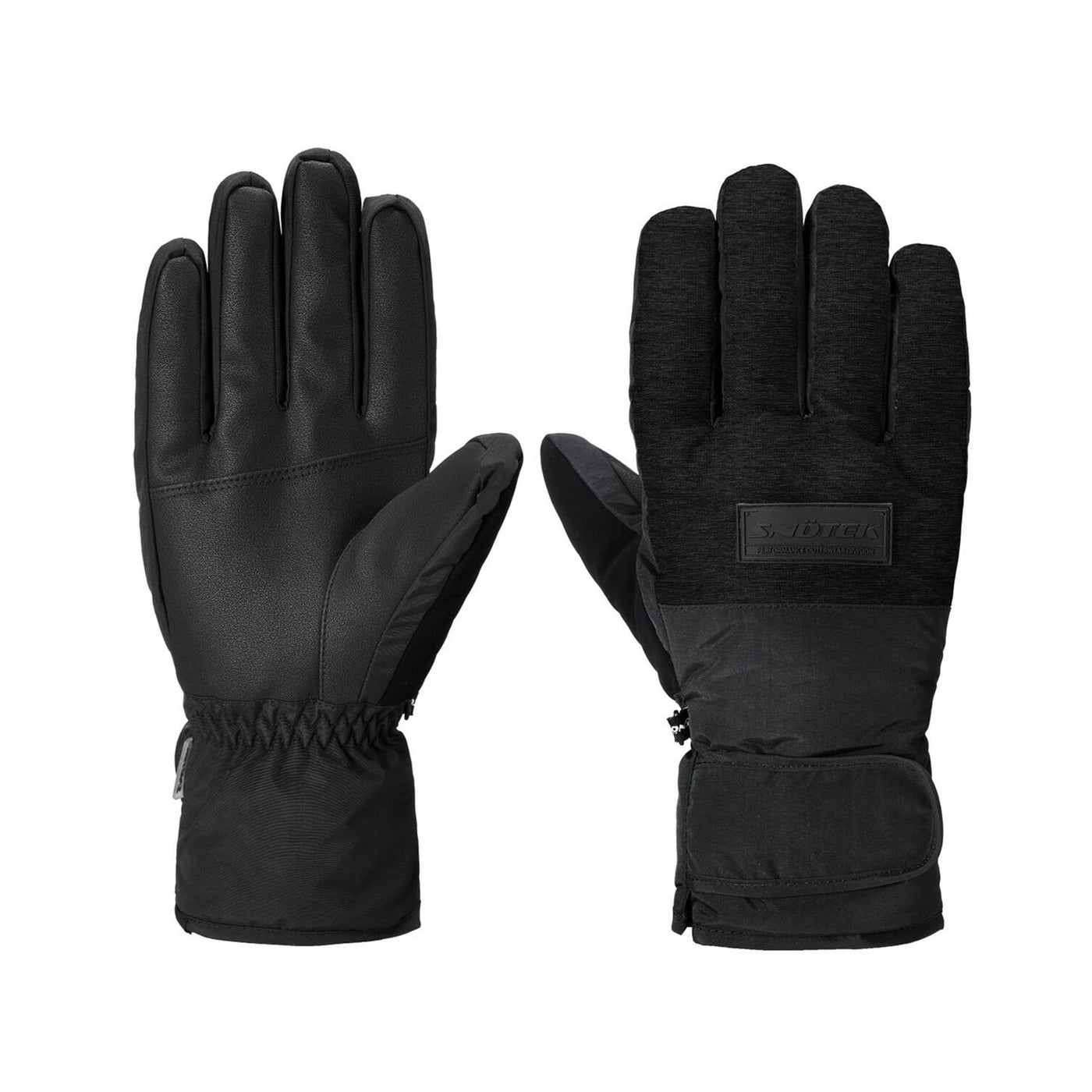 Snotek Men's Black Performance Ski Gloves Patched Label ST272 (S01)