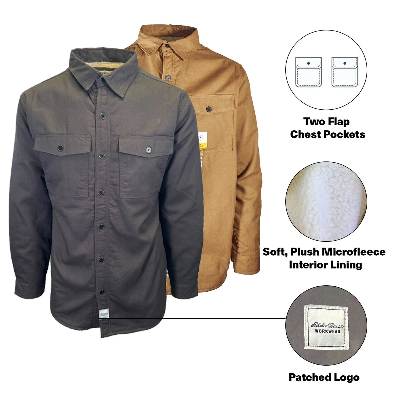 Eddie Bauer Men's Jacket Ballistic Duck Work Wear Shacket (S03)