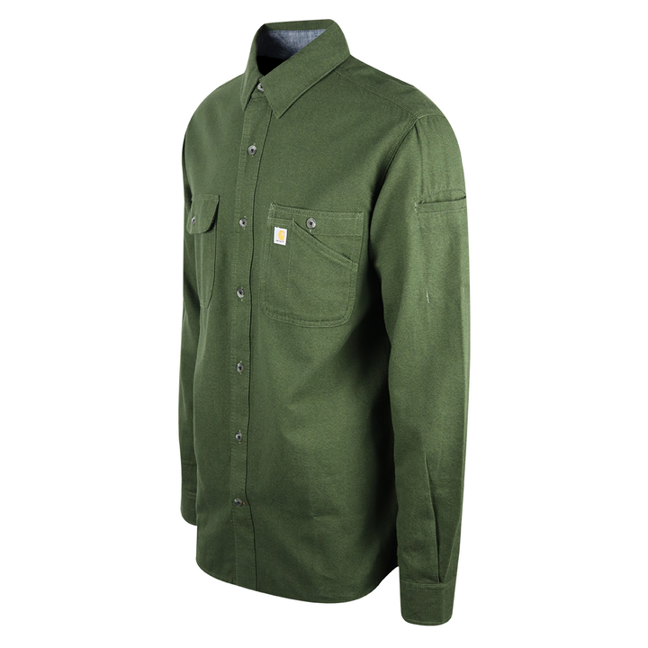 Carhartt Men's Olive Green Relaxed Fit L/S Flannel Shirt (S17)