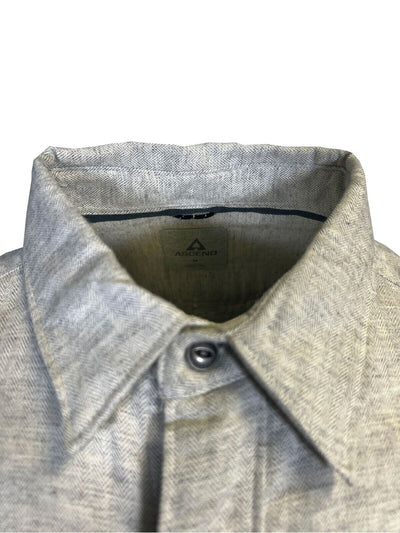 Ascend Men's Light Grey Shirt Herringbone Slub Long Sleeve (S05)