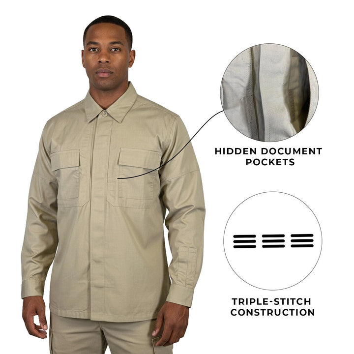 5.11 Tactical Men's Khaki Shirt Flexlite Pro Long Sleeve (S02)