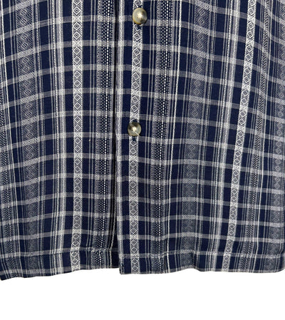 Vstr Premium Men's Navy Shirt Vertical Stiped Button Down Short Sleeve (S03)