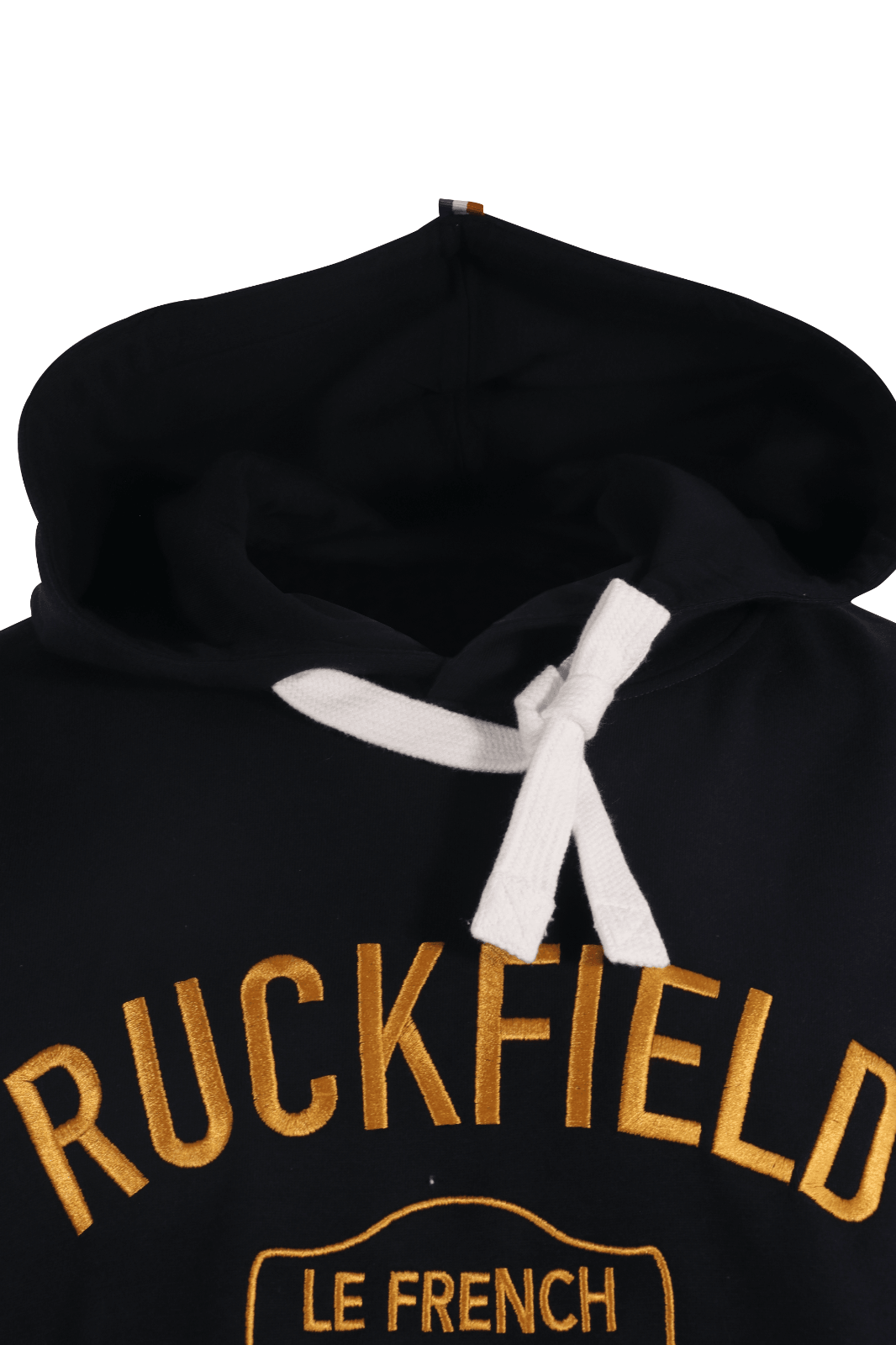 Ruckfield Men's Hoodie Bleu Marine Yellow Drawstring Long Sleeve (S03)