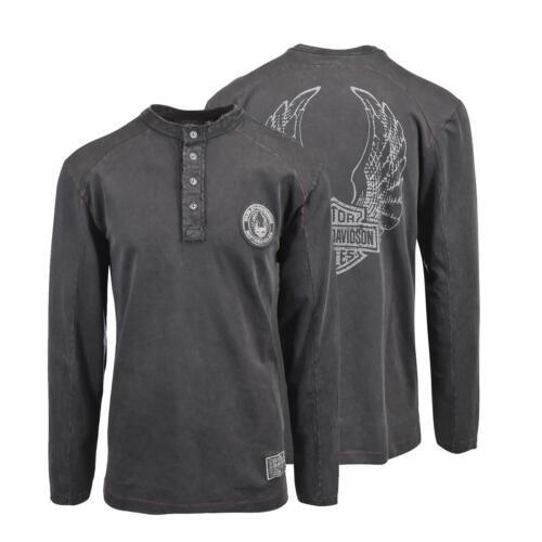 HD Branded Men's T-Shirt Specialty Washed Long Sleeve Henley (S43)