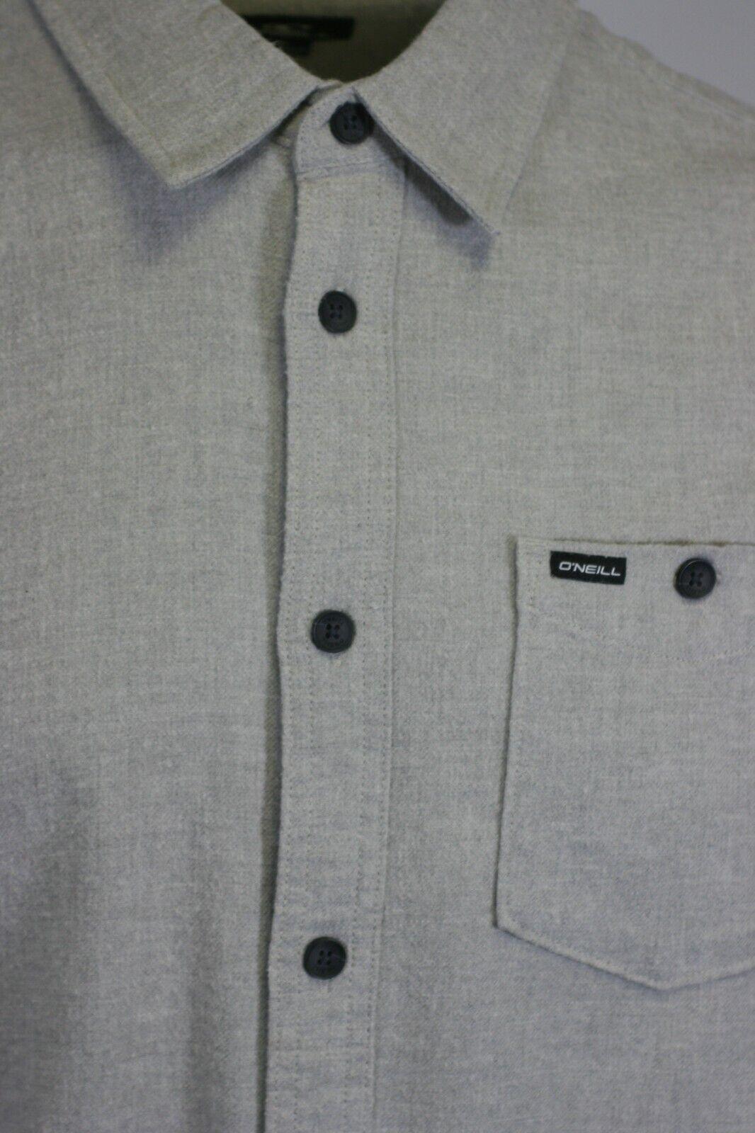 O'Neill Men's Light Grey Shirt Redmond Solid Stretch Flannel Long Sleeve (S22)