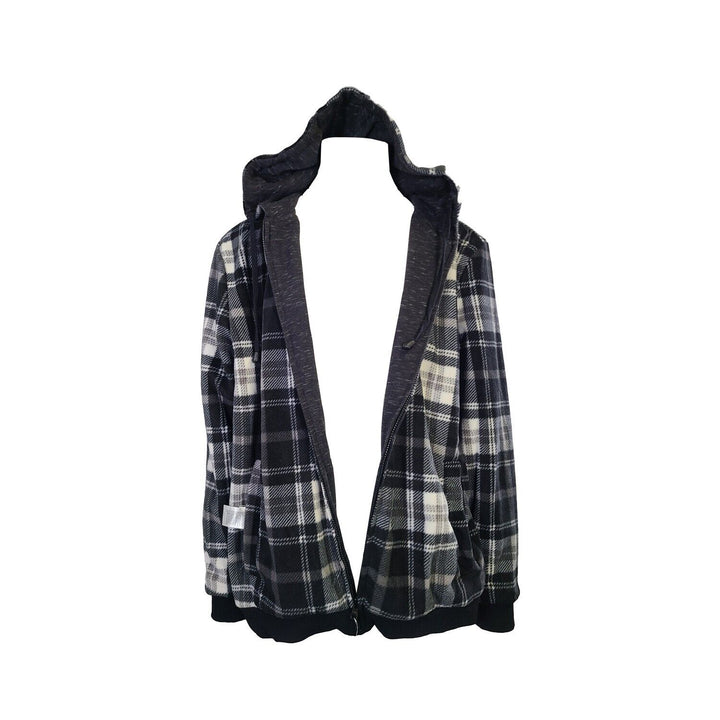 Powerfix Profi Men's Anthracite Hoodie 2 in 1 Reversible Black Gray Plaid (S01)