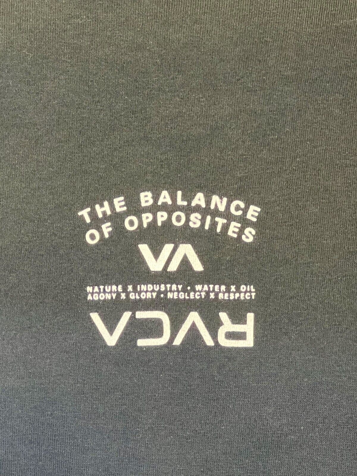 RVCA Men's Black T-Shirt The Balance Of Opposites Long Sleeve (S38)