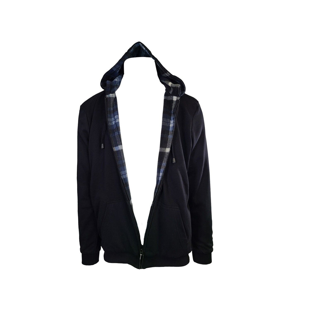 Powerfix Profi Men's Black Hoodie 2 in 1 Reversible Black Blue Plaid (S02)