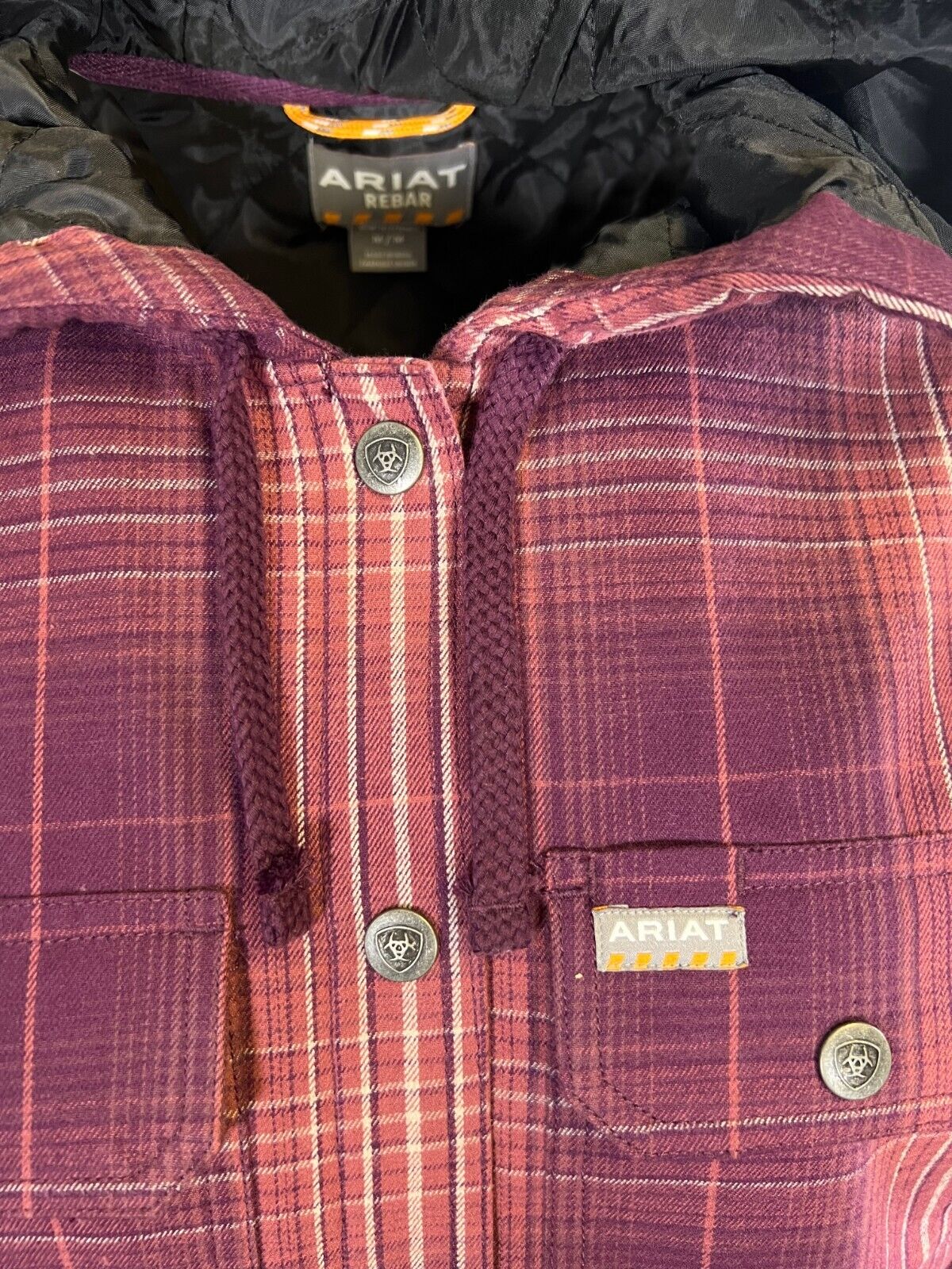 Ariat Women's Potent Purple Plaid Shirt Rebar Flannel Jacket (S04)