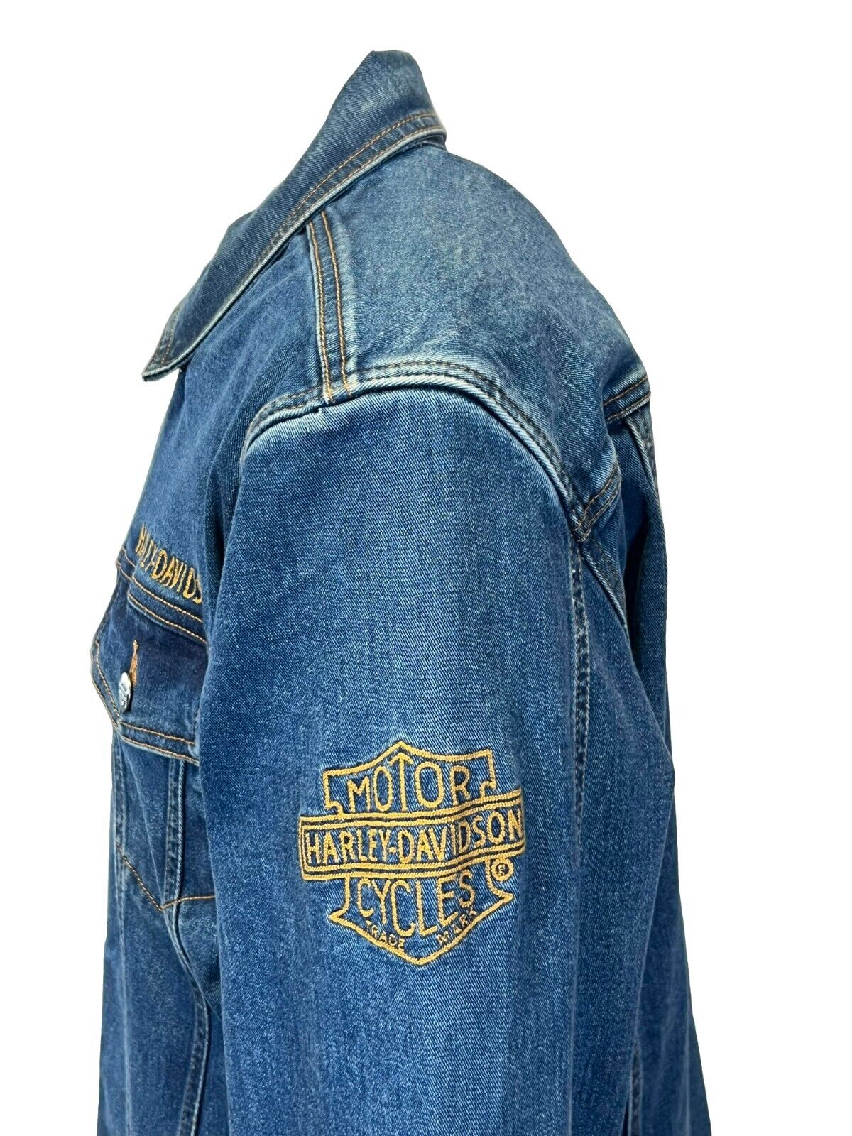 Branded Men's Dark Indigo Jacket Denim Chainstitch Embroidery (S77)