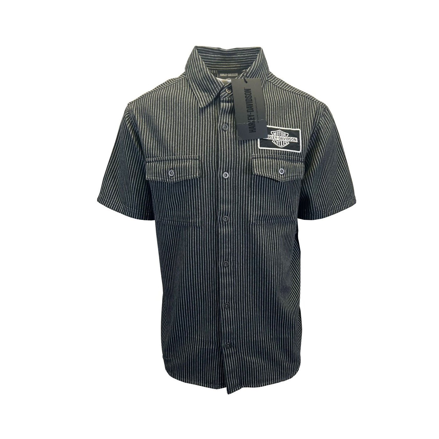 Harley-Davidson Men's Black Shirt V-Twin Equipped Striped Mechanics S/S (S70)