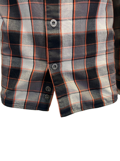Harley-Davidson Men's Black & Ghost Gray Plaid Shirt Metal Bound Hooded (S88)