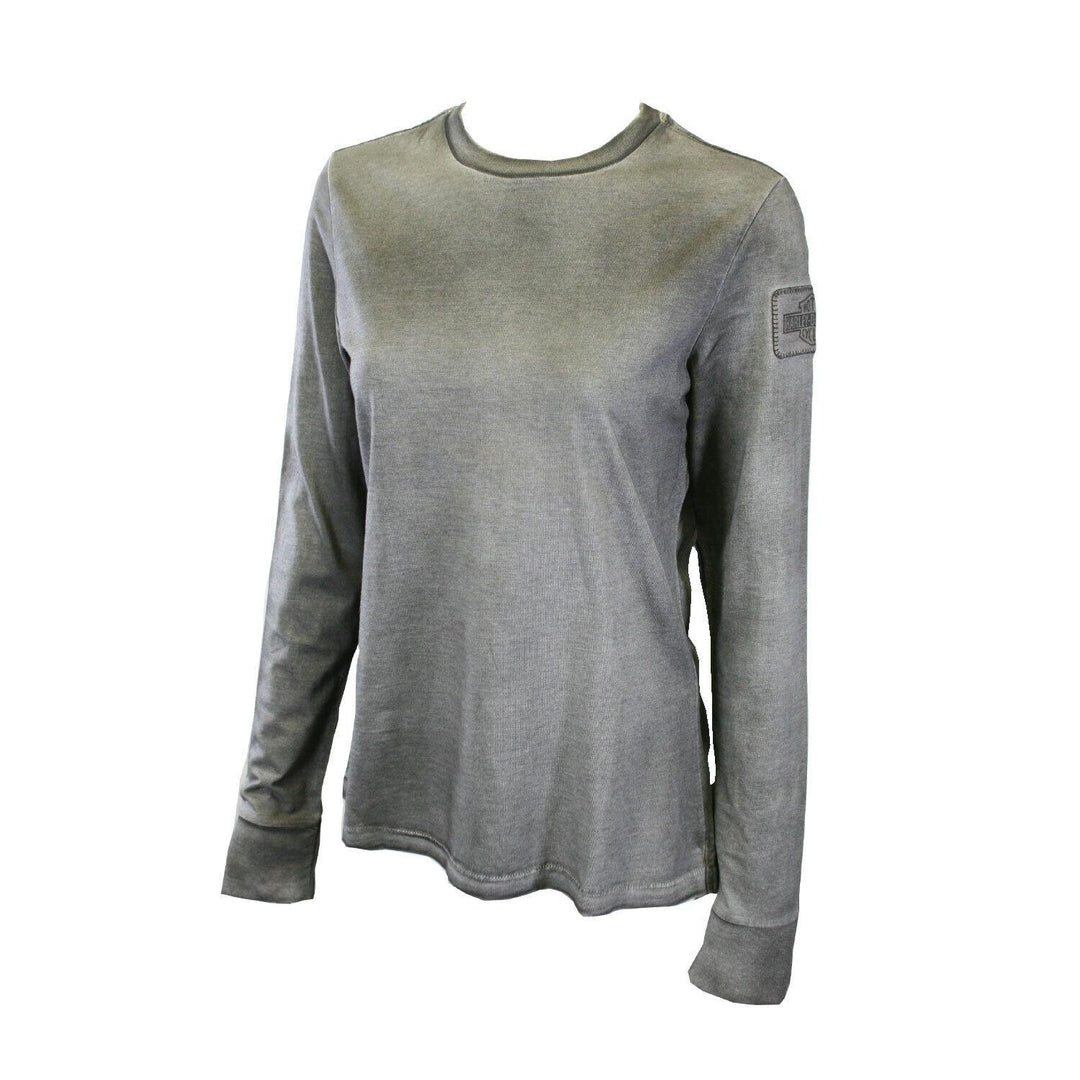 HD Branded Women's T-Shirt Grey Eagle Logo Back Long Sleeve Tee (S43)
