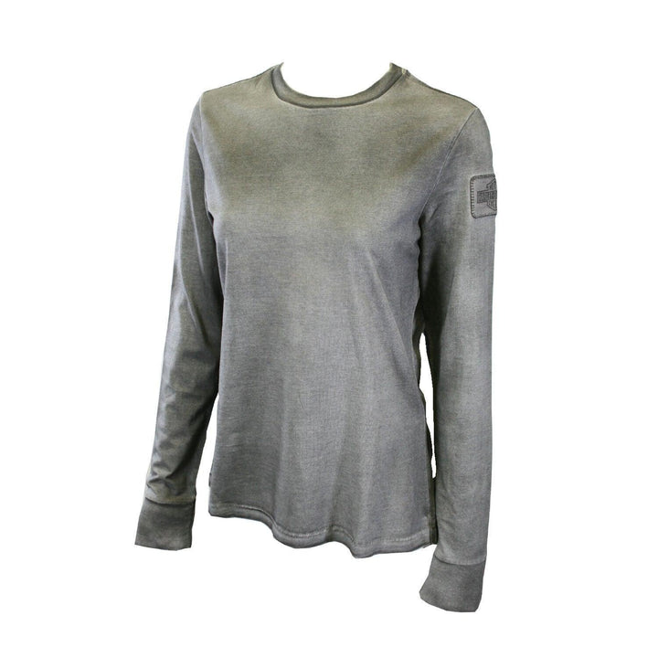 HD Branded Women's T-Shirt Grey Eagle Logo Back Long Sleeve Tee (S43)