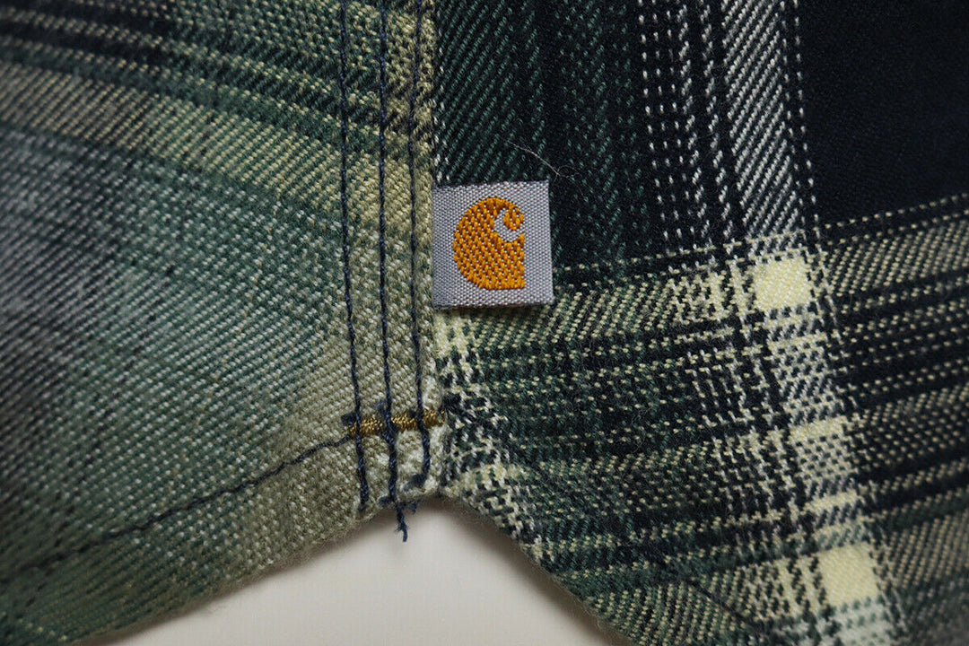 Carhartt Women's Forrest Green Navy Cream Plaid Hooded L/S Woven Shirt