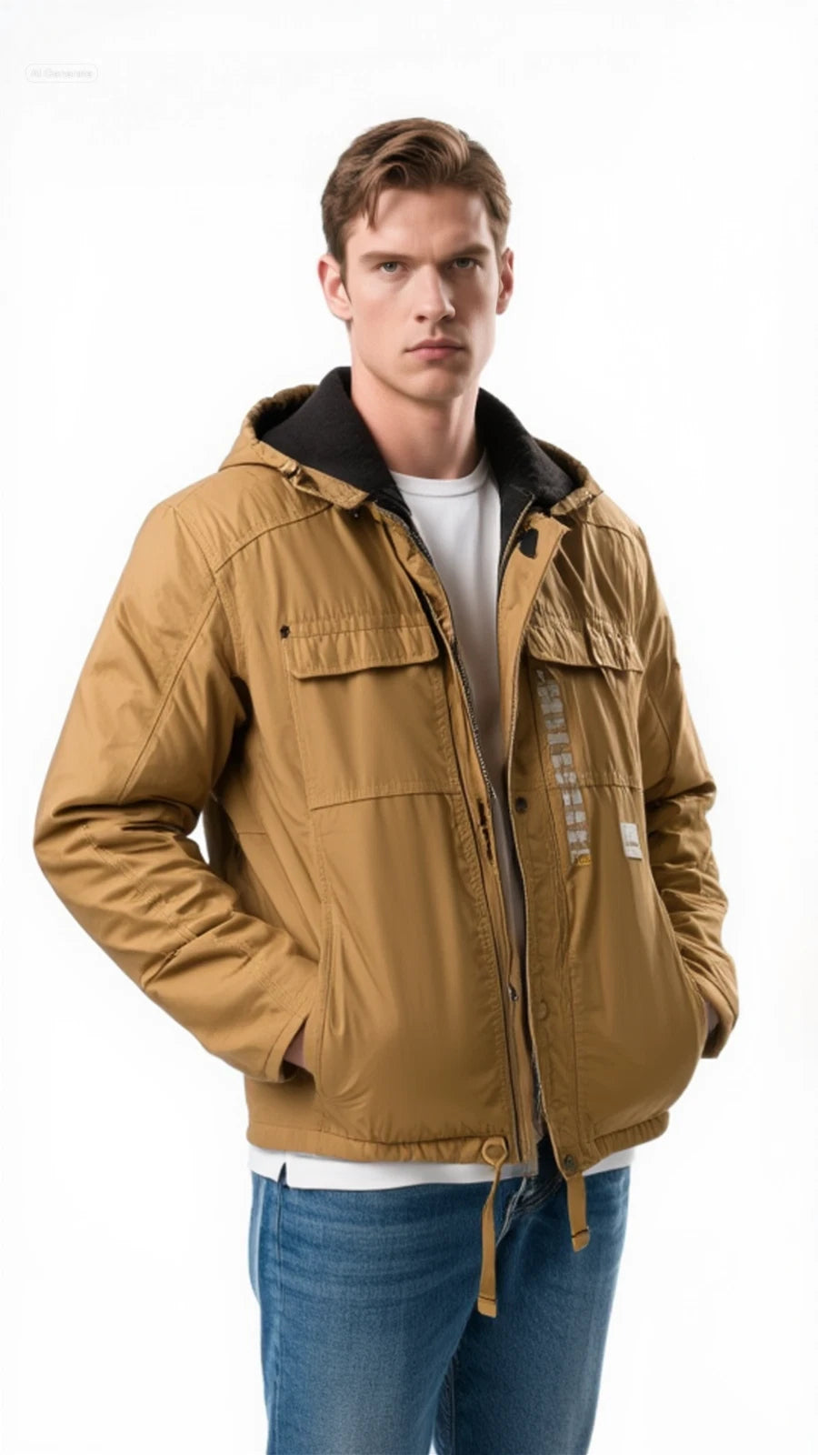 Eddie Bauer Workwear Men's Brown Jacket Foreman Fit 3M Thinsulate Zipper (S02)