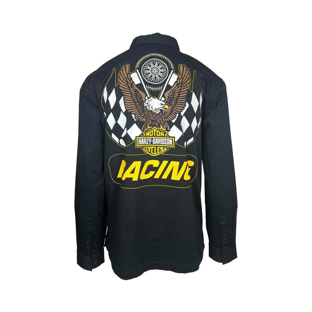 HD Branded  Men’s Black Shirt Trophy Eagle Racing Mechanic L/S (354)