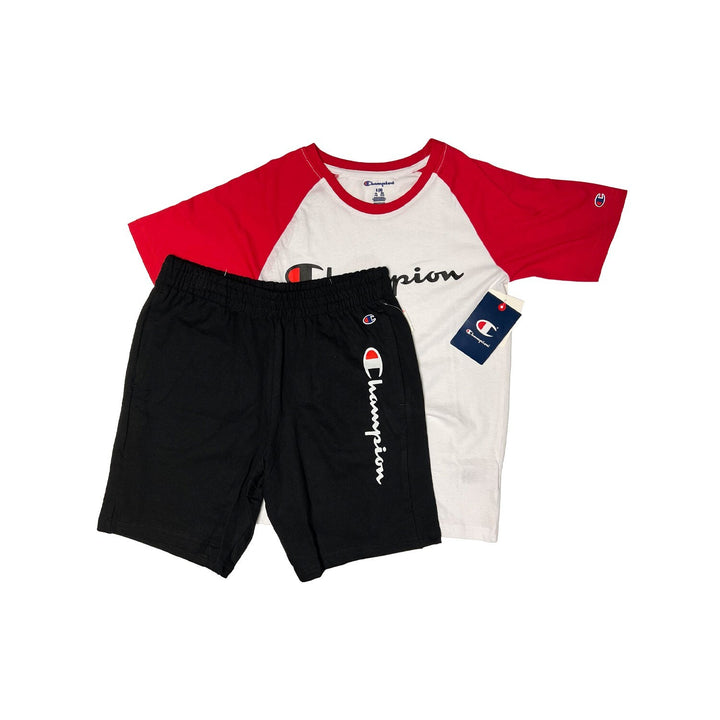 Champion Boy’s Red White Black T-Shirt & Short Set (S01)