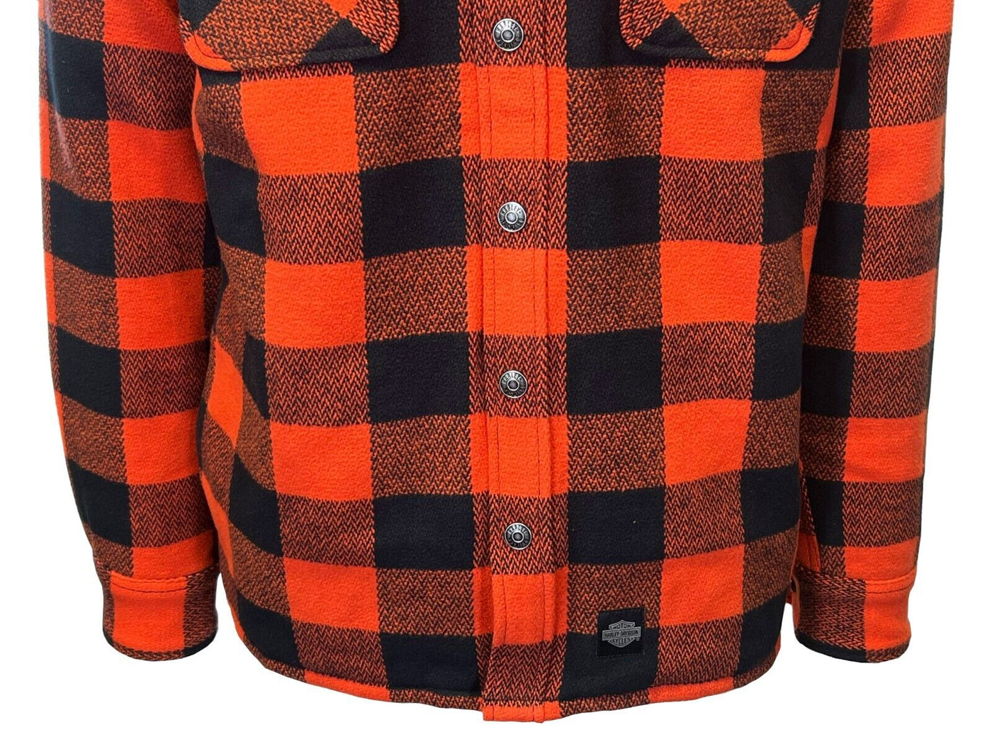 Branded Men's Orange & Black Plaid Shirt Jacket Vintage L/S (S74)