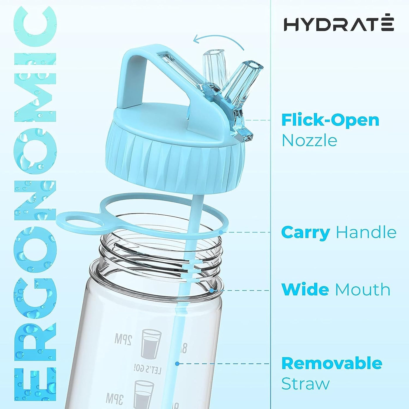 Hydrate BPA Free 900ml Straw Water Bottle