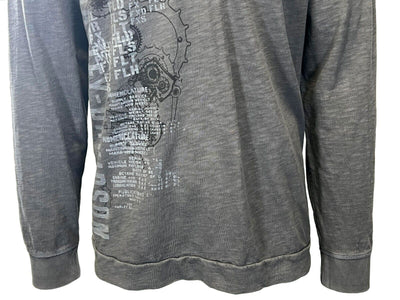 Branded Men's Grey T-Shirt Motorcycles EST.03 Long Sleeve (S98)