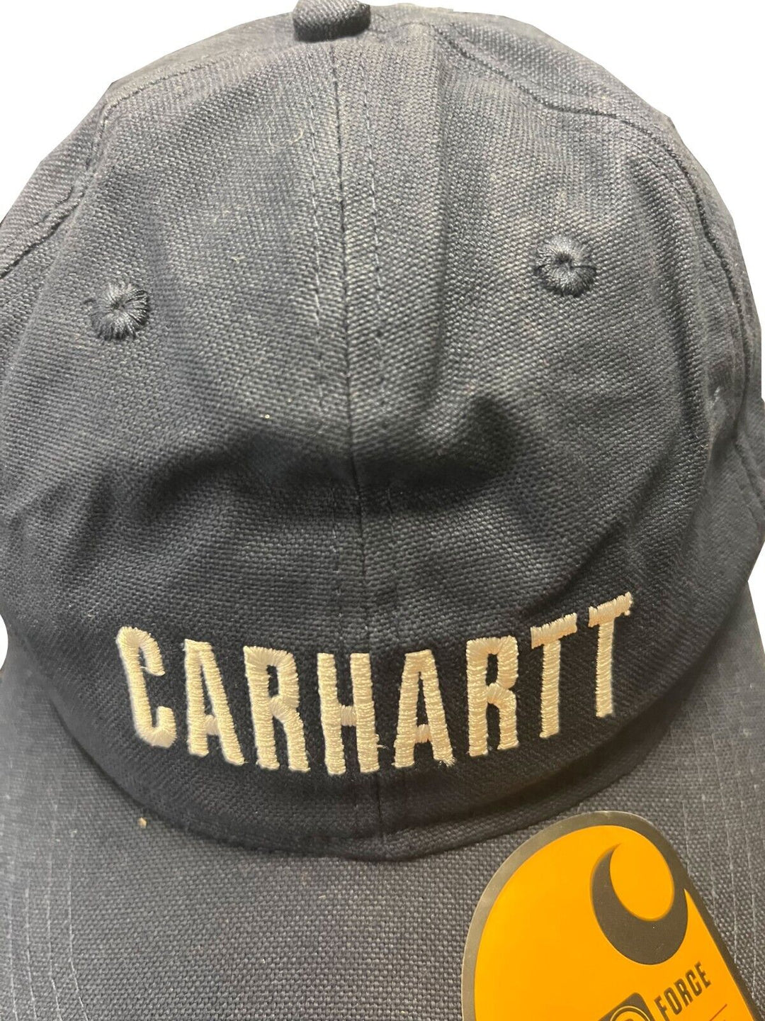 Carhartt Navy &amp; White Canvas Cap FastDry Comfort Block Letters (S09)