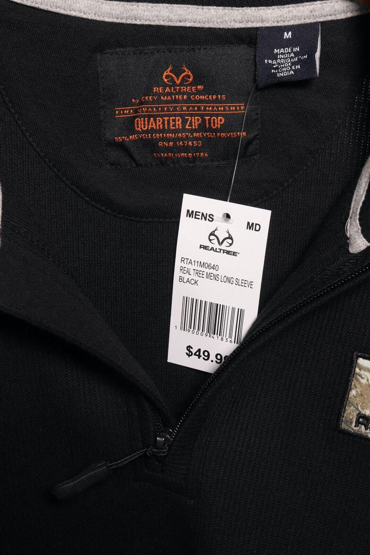 Realtree Men's Sweater Charcoal Black Mock Neck Long Sleeve (S03)