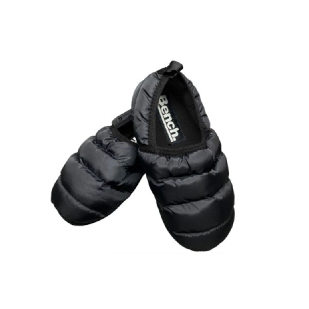 Bench Juniors Kid's Black Puffer Slippers with Rubber Sole FiberFill (S01)