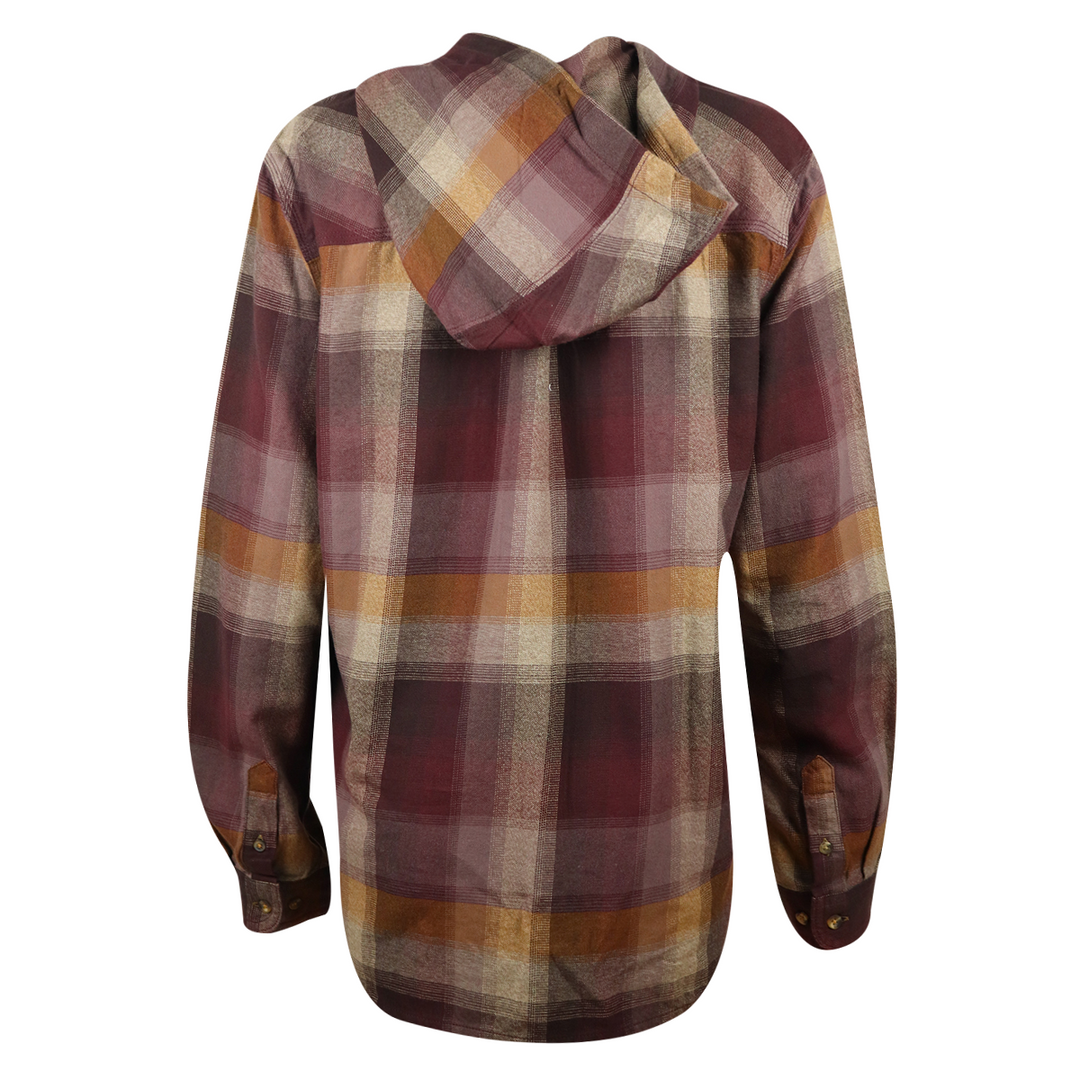 Carhartt Women's Wine Gold Cream Plaid Hooded L/S Woven Shirt