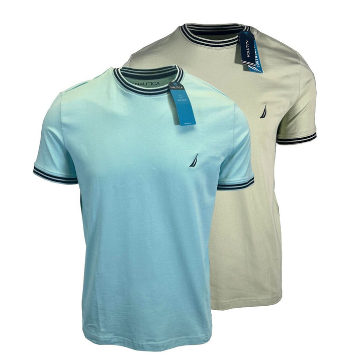 Nautica Men's T-Shirt Green Blue Performance Short Sleeve