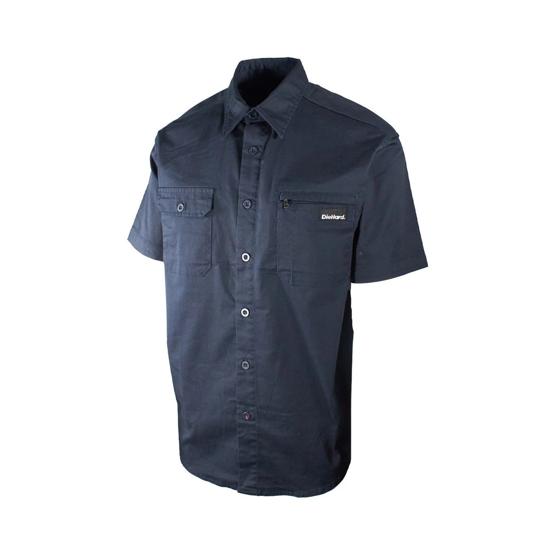DieHard Men's Shirt Work Twill Resists Short Sleeve Black, Navy, Grey