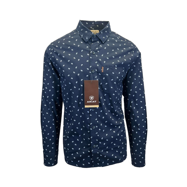 Ariat Men's Blue & Dark Blue Ble Shirt Stretch Modern Fit L/S (S50), (S51)