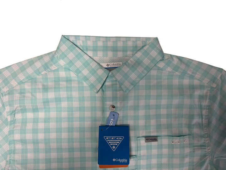 Columbia Men's Shirt PFG Super Slack Tide Camp Palaka Plaid Short Sleeve