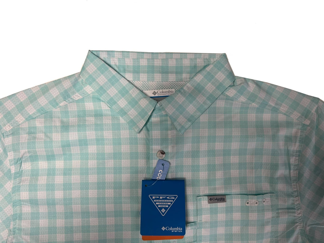 Columbia Men's Shirt PFG Super Slack Tide Camp Palaka Plaid Short Sleeve